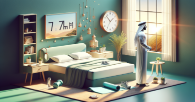 Create an image of a fit individual in their mid-50s who is balancing sleep and exercise. Show them in a serene bedroom with soft morning light coming through the window, their bed neatly made, and a