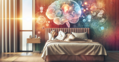 Create an image depicting a serene bedroom scene where an elderly person is peacefully sleeping. The room should include elements like a comfortable bed with soft pillows, a bedside table with a book