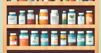 Create an illustration of a well-organized, neatly labeled shelf displaying various health supplements specifically designed for prostate health. The supplements should include elements like saw palme